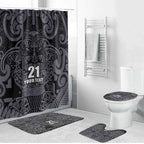 Custom New Zealand Taiaha Maori Bathroom Set Minimalist Silver Fern All Black - Aussie Hoodie