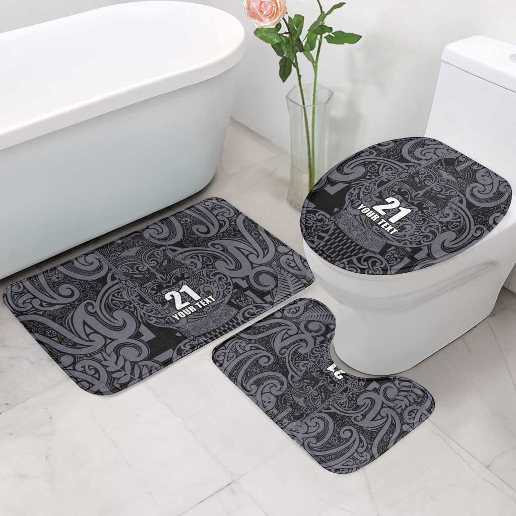 Custom New Zealand Taiaha Maori Bathroom Set Minimalist Silver Fern All Black - Aussie Hoodie