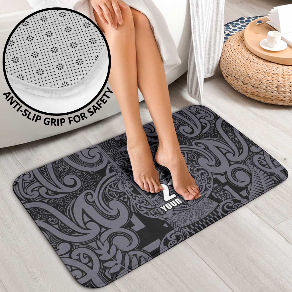 Custom New Zealand Taiaha Maori Bathroom Set Minimalist Silver Fern All Black - Aussie Hoodie