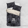 Custom New Zealand Taiaha Maori Bedding Set Minimalist Silver Fern All Black - Aussie Hoodie