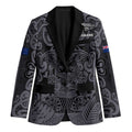 Custom New Zealand Taiaha Maori Blazer Minimalist Silver Fern All Black - Aussie Hoodie