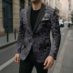 Custom New Zealand Taiaha Maori Blazer Minimalist Silver Fern All Black - Aussie Hoodie