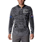 Custom New Zealand Taiaha Maori Button Sweatshirt Minimalist Silver Fern All Black - Aussie Hoodie