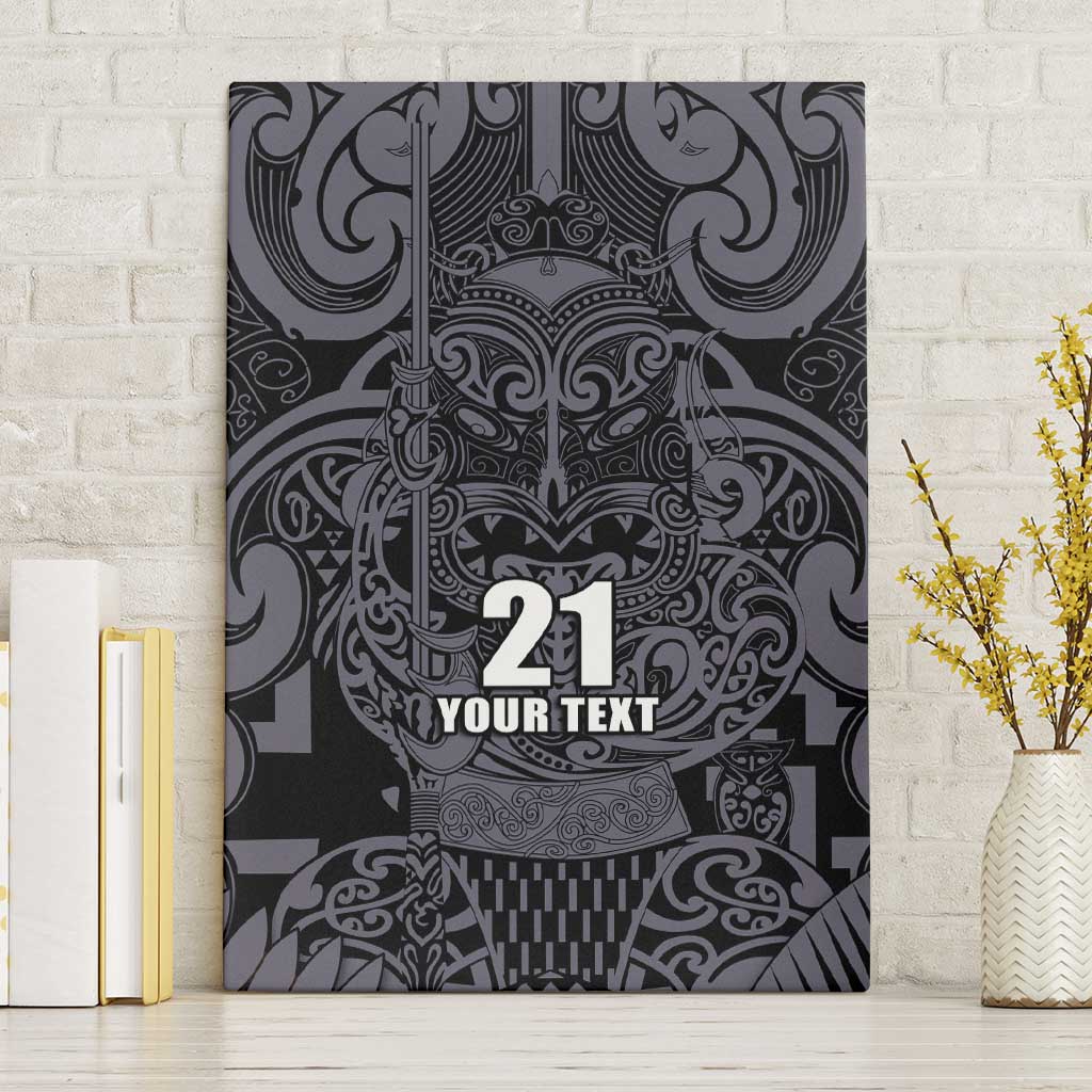 Custom New Zealand Taiaha Maori Canvas Wall Art Minimalist Silver Fern All Black - Aussie Hoodie