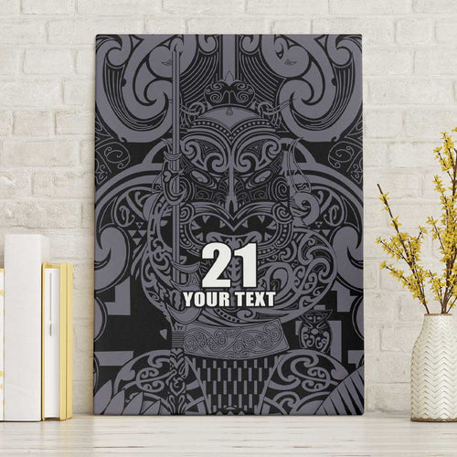 Custom New Zealand Taiaha Maori Canvas Wall Art Minimalist Silver Fern All Black - Aussie Hoodie