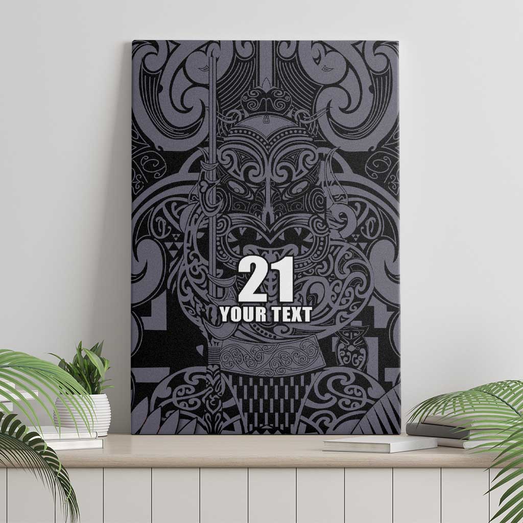 Custom New Zealand Taiaha Maori Canvas Wall Art Minimalist Silver Fern All Black - Aussie Hoodie