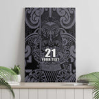 Custom New Zealand Taiaha Maori Canvas Wall Art Minimalist Silver Fern All Black - Aussie Hoodie