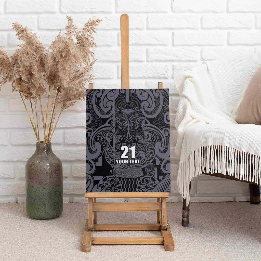 Custom New Zealand Taiaha Maori Canvas Wall Art Minimalist Silver Fern All Black - Aussie Hoodie