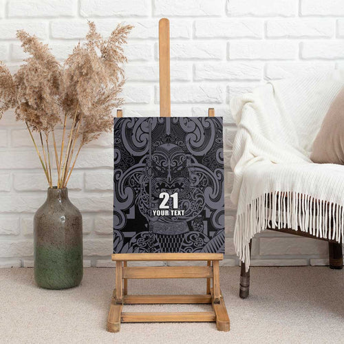 Custom New Zealand Taiaha Maori Canvas Wall Art Minimalist Silver Fern All Black - Aussie Hoodie