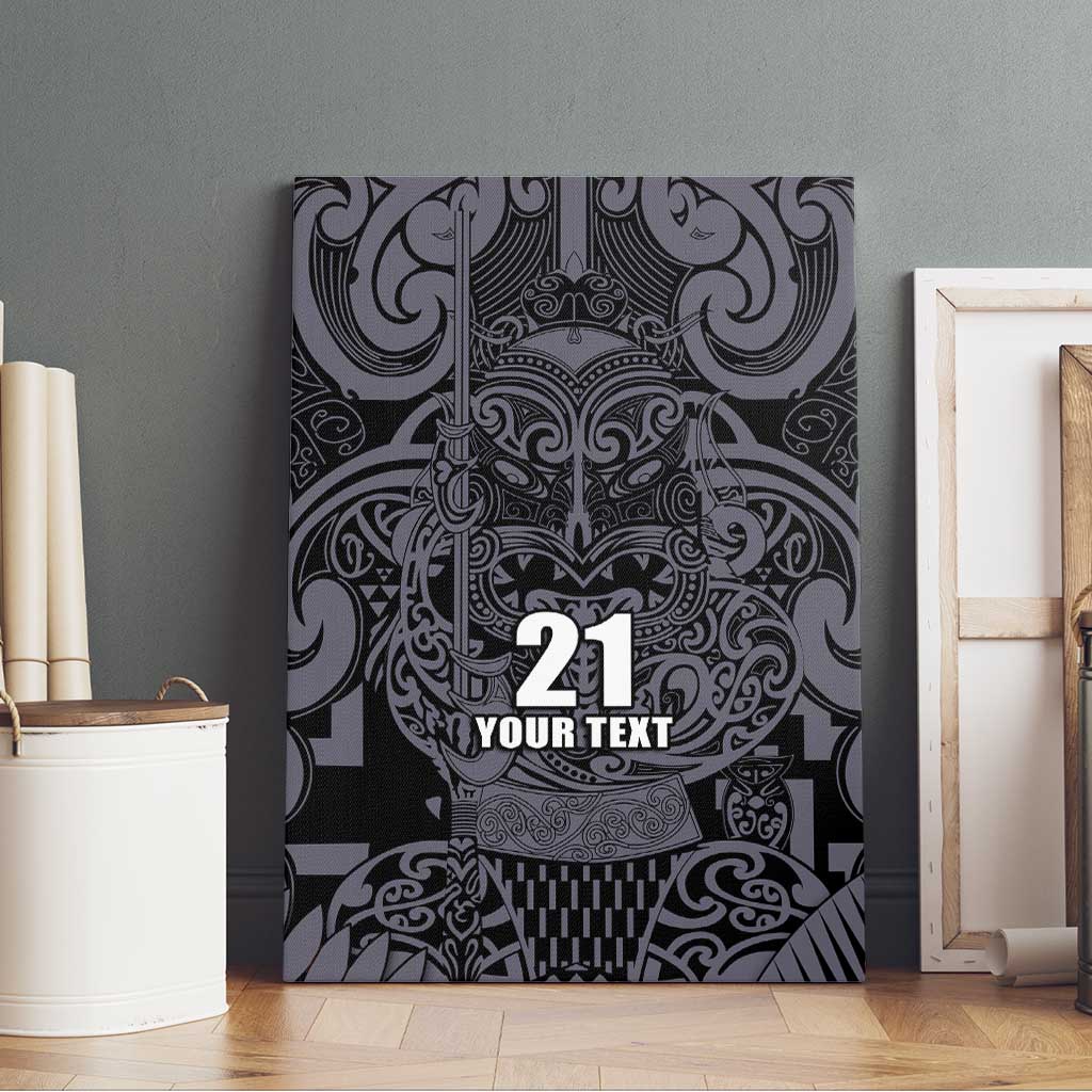 Custom New Zealand Taiaha Maori Canvas Wall Art Minimalist Silver Fern All Black - Aussie Hoodie