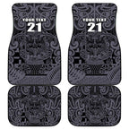 Custom New Zealand Taiaha Maori Car Mats Minimalist Silver Fern All Black - Aussie Hoodie