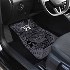 Custom New Zealand Taiaha Maori Car Mats Minimalist Silver Fern All Black - Aussie Hoodie