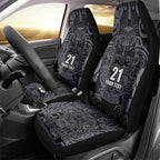 Custom New Zealand Taiaha Maori Car Seat Cover Minimalist Silver Fern All Black - Aussie Hoodie