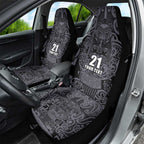Custom New Zealand Taiaha Maori Car Seat Cover Minimalist Silver Fern All Black - Aussie Hoodie