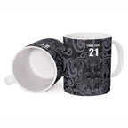 Custom New Zealand Taiaha Maori Ceramic Mug Minimalist Silver Fern All Black - Aussie Hoodie