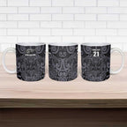 Custom New Zealand Taiaha Maori Ceramic Mug Minimalist Silver Fern All Black - Aussie Hoodie