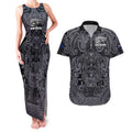 Custom New Zealand Taiaha Maori Couples Matching Tank Maxi Dress and Hawaiian Shirt Minimalist Silver Fern All Black - Aussie Hoodie