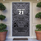 Custom New Zealand Taiaha Maori Door Cover Minimalist Silver Fern All Black - Aussie Hoodie