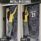 Custom New Zealand Taiaha Maori Door Cover Minimalist Silver Fern All Black - Aussie Hoodie