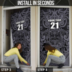 Custom New Zealand Taiaha Maori Door Cover Minimalist Silver Fern All Black - Aussie Hoodie