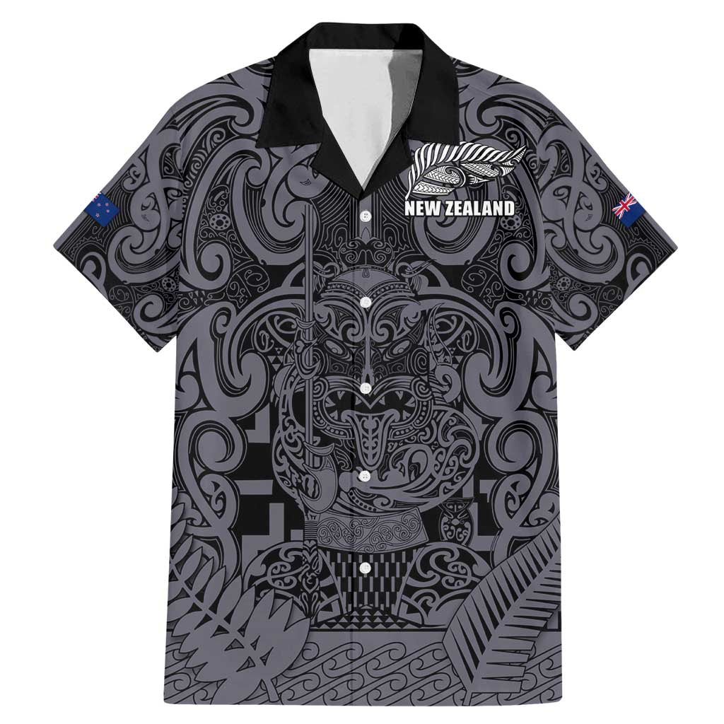 Custom New Zealand Taiaha Maori Family Matching Mermaid Dress and Hawaiian Shirt Minimalist Silver Fern All Black - Aussie Hoodie