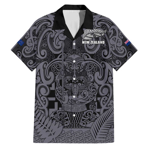 Custom New Zealand Taiaha Maori Family Matching Mermaid Dress and Hawaiian Shirt Minimalist Silver Fern All Black - Aussie Hoodie