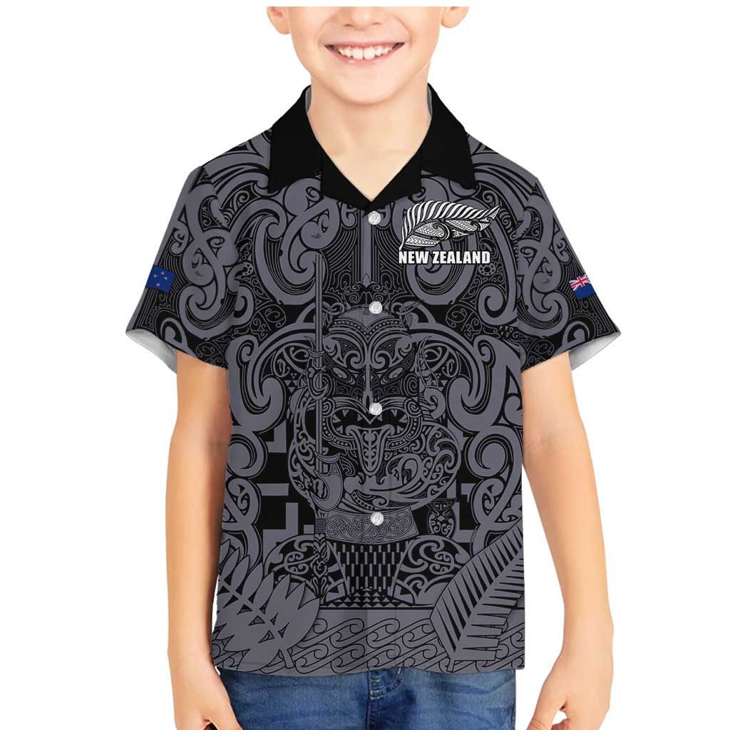 Custom New Zealand Taiaha Maori Family Matching Mermaid Dress and Hawaiian Shirt Minimalist Silver Fern All Black - Aussie Hoodie