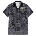 Custom New Zealand Taiaha Maori Family Matching Puletasi and Hawaiian Shirt Minimalist Silver Fern All Black - Aussie Hoodie
