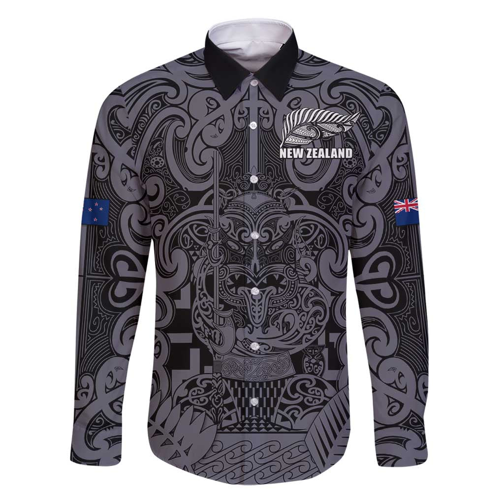 Custom New Zealand Taiaha Maori Family Matching Puletasi and Hawaiian Shirt Minimalist Silver Fern All Black - Aussie Hoodie