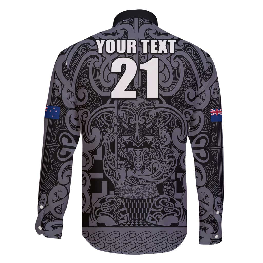 Custom New Zealand Taiaha Maori Family Matching Puletasi and Hawaiian Shirt Minimalist Silver Fern All Black - Aussie Hoodie