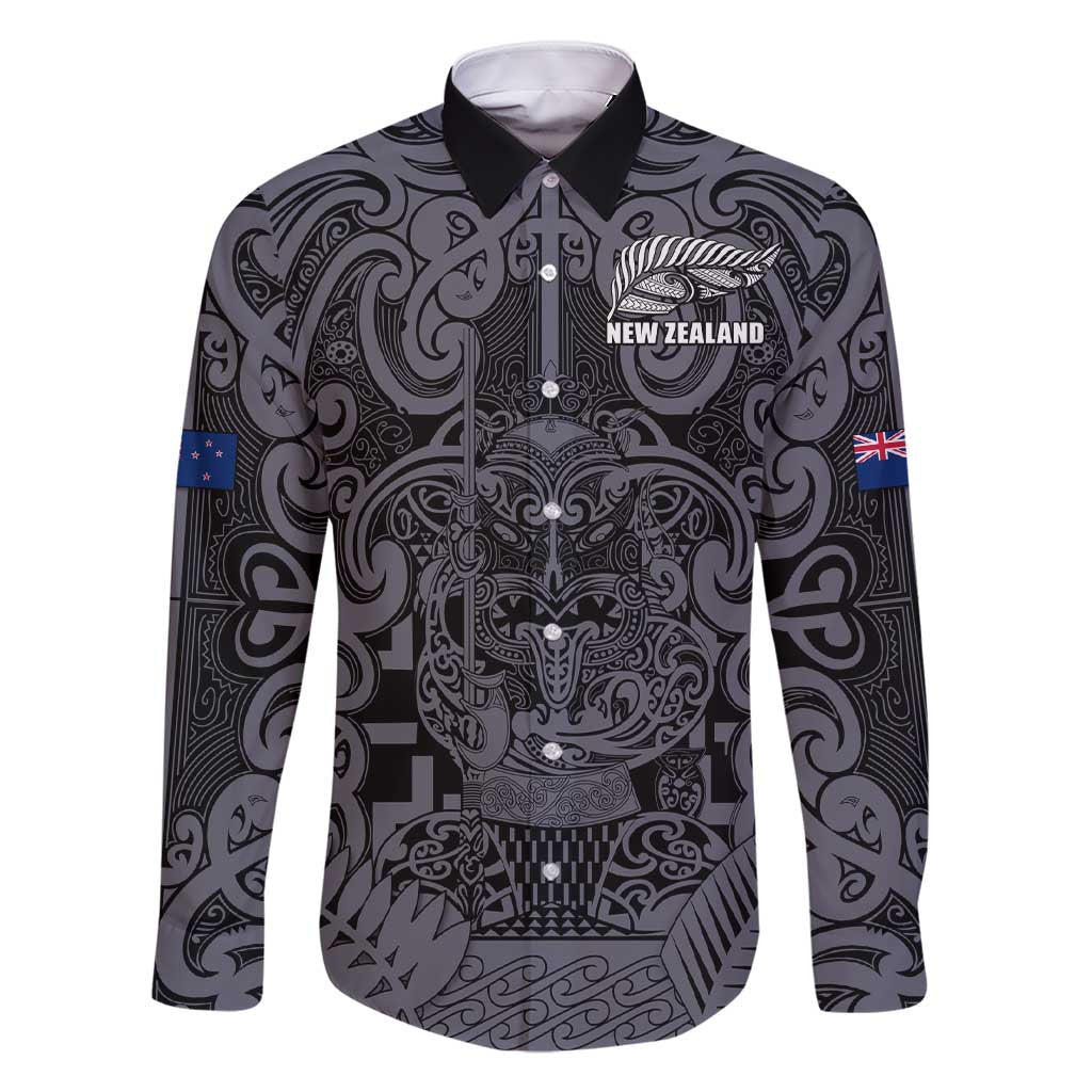Custom New Zealand Taiaha Maori Family Matching Short Sleeve Bodycon Dress and Hawaiian Shirt Minimalist Silver Fern All Black - Aussie Hoodie