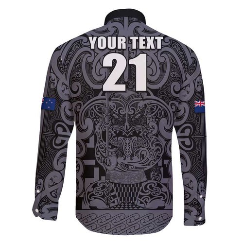 Custom New Zealand Taiaha Maori Family Matching Short Sleeve Bodycon Dress and Hawaiian Shirt Minimalist Silver Fern All Black - Aussie Hoodie