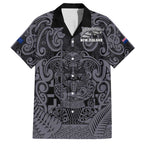 Custom New Zealand Taiaha Maori Family Matching Tank Maxi Dress and Hawaiian Shirt Minimalist Silver Fern All Black - Aussie Hoodie
