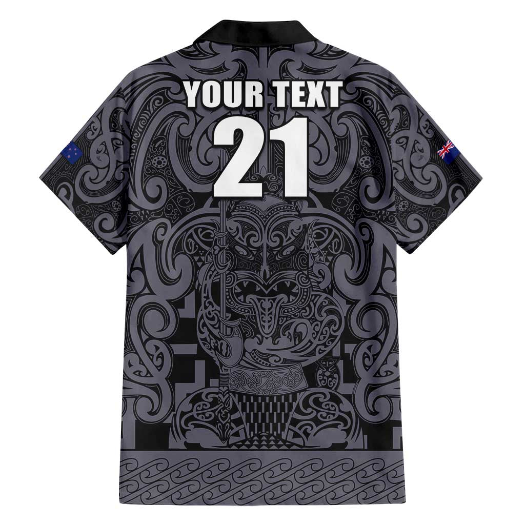 Custom New Zealand Taiaha Maori Family Matching Tank Maxi Dress and Hawaiian Shirt Minimalist Silver Fern All Black - Aussie Hoodie
