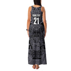 Custom New Zealand Taiaha Maori Family Matching Tank Maxi Dress and Hawaiian Shirt Minimalist Silver Fern All Black - Aussie Hoodie