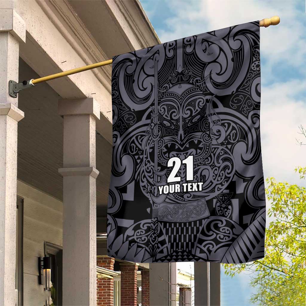 Custom New Zealand Taiaha Maori Garden Flag Minimalist Silver Fern All Black - Aussie Hoodie
