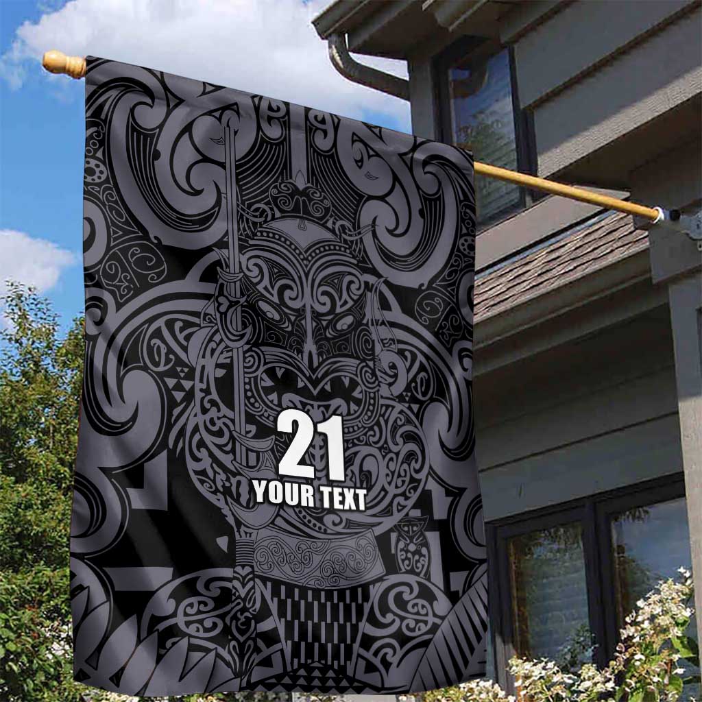 Custom New Zealand Taiaha Maori Garden Flag Minimalist Silver Fern All Black - Aussie Hoodie