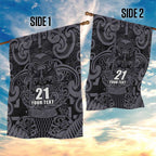 Custom New Zealand Taiaha Maori Garden Flag Minimalist Silver Fern All Black - Aussie Hoodie
