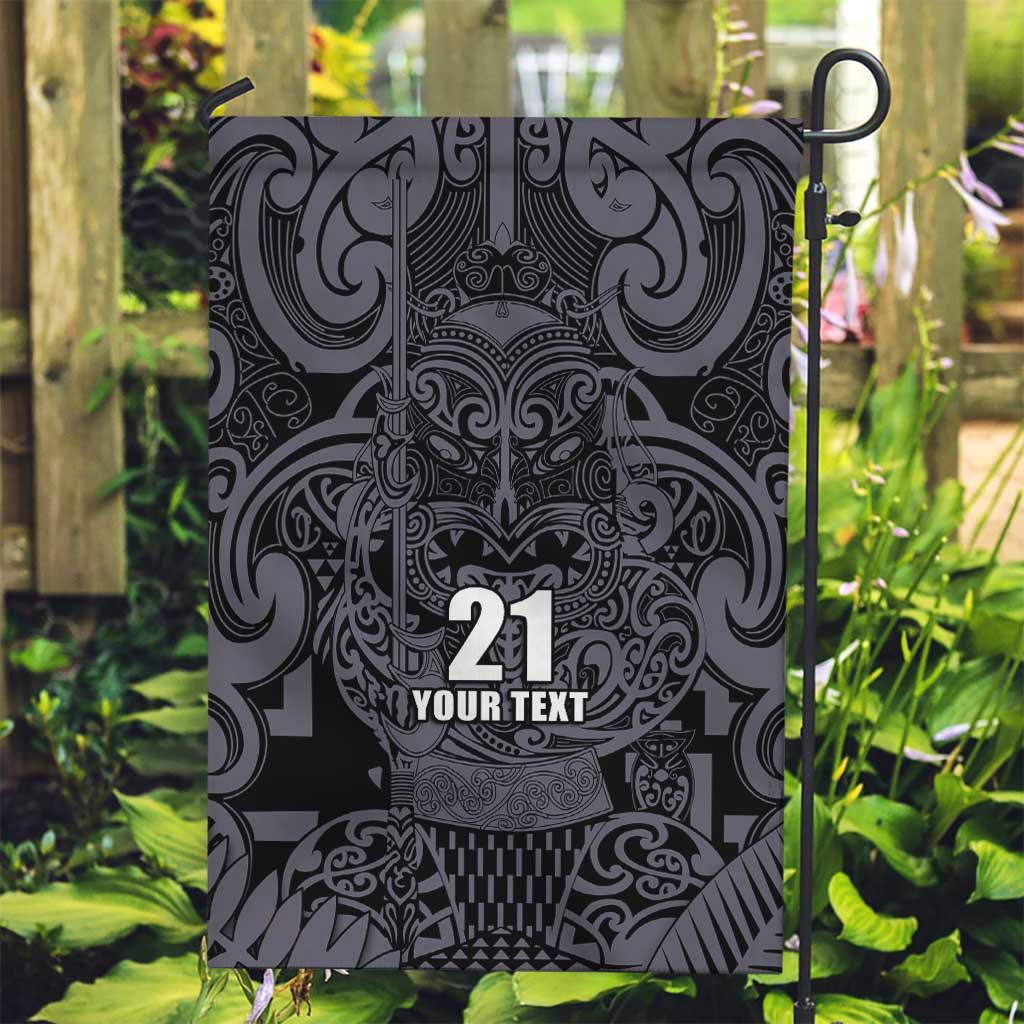 Custom New Zealand Taiaha Maori Garden Flag Minimalist Silver Fern All Black - Aussie Hoodie
