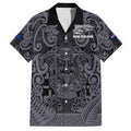 Custom New Zealand Taiaha Maori Hawaiian Shirt Minimalist Silver Fern All Black - Aussie Hoodie