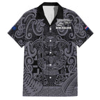 Custom New Zealand Taiaha Maori Hawaiian Shirt Minimalist Silver Fern All Black - Aussie Hoodie