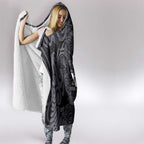 Custom New Zealand Taiaha Maori Hooded Blanket Minimalist Silver Fern All Black - Aussie Hoodie