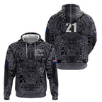 Custom New Zealand Taiaha Maori Hoodie Minimalist Silver Fern All Black - Aussie Hoodie