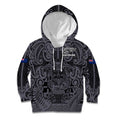 Custom New Zealand Taiaha Maori Kid Hoodie Minimalist Silver Fern All Black - Aussie Hoodie