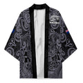 Custom New Zealand Taiaha Maori Kimono Minimalist Silver Fern All Black - Aussie Hoodie