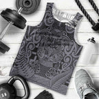 Custom New Zealand Taiaha Maori Men Tank Top Minimalist Silver Fern All Black - Aussie Hoodie