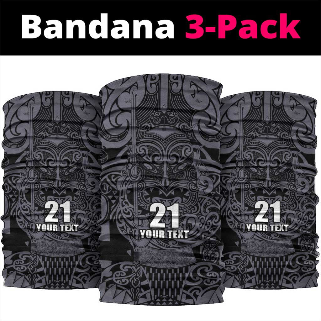 Custom New Zealand Taiaha Maori Neck Gaiter Minimalist Silver Fern All Black LT9