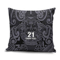Custom New Zealand Taiaha Maori Pillow Cover Minimalist Silver Fern All Black - Aussie Hoodie