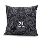 Custom New Zealand Taiaha Maori Pillow Cover Minimalist Silver Fern All Black - Aussie Hoodie