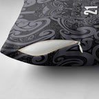 Custom New Zealand Taiaha Maori Pillow Cover Minimalist Silver Fern All Black - Aussie Hoodie